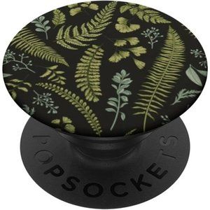 Green Botanical Floral Fern Foliage Leaves Flower Pattern PopSockets PopGrip